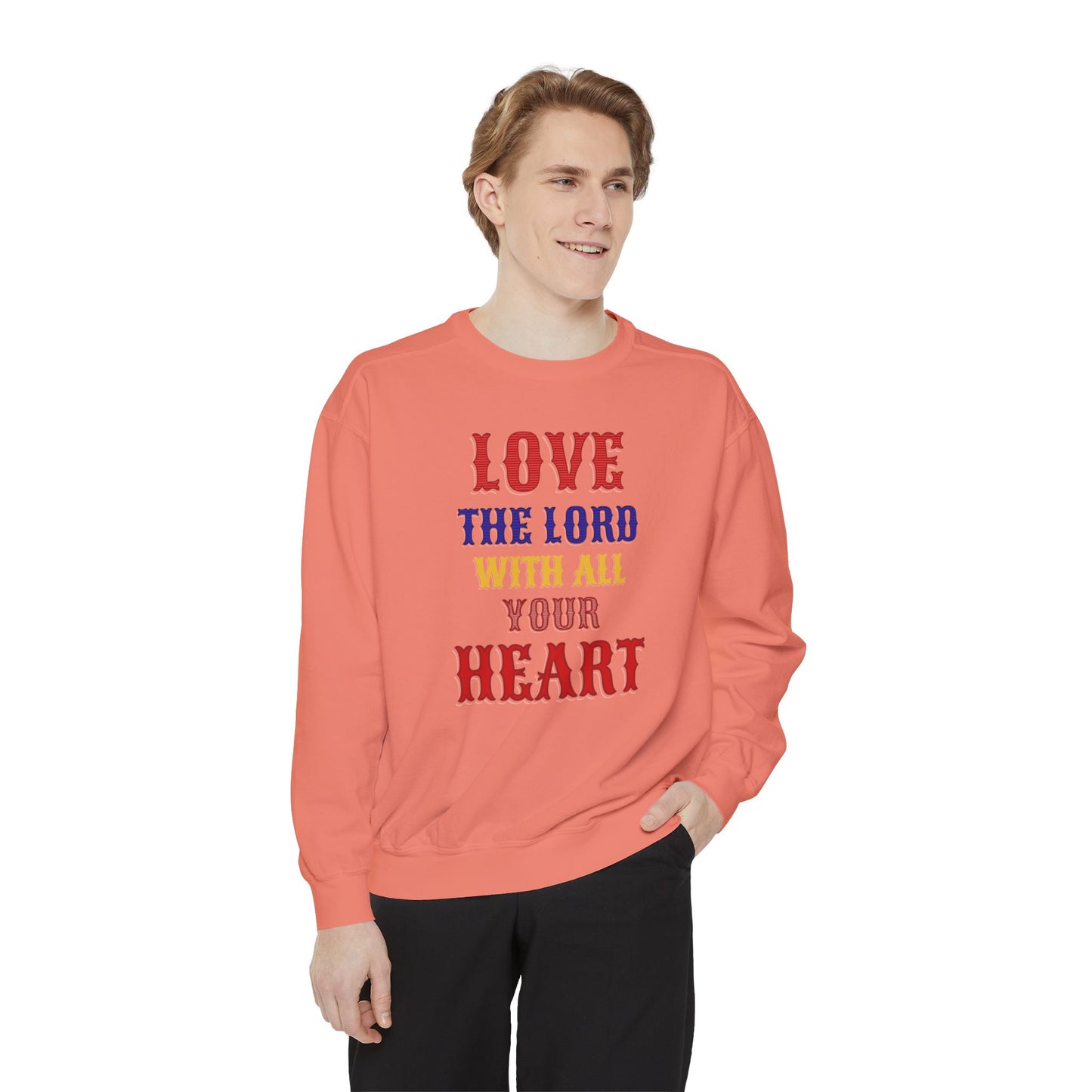 Korea -  Love your God Unisex Garment-Dyed Sweatshirt  - StyleMZ