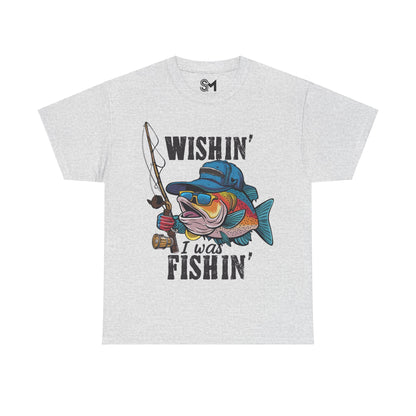 Whishing I was fishing Unisex Heavy Cotton Tee - StyleMZ