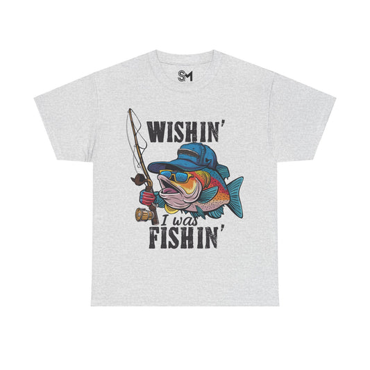 Whishing I was fishing Unisex Heavy Cotton Tee - StyleMZ - Stylemz