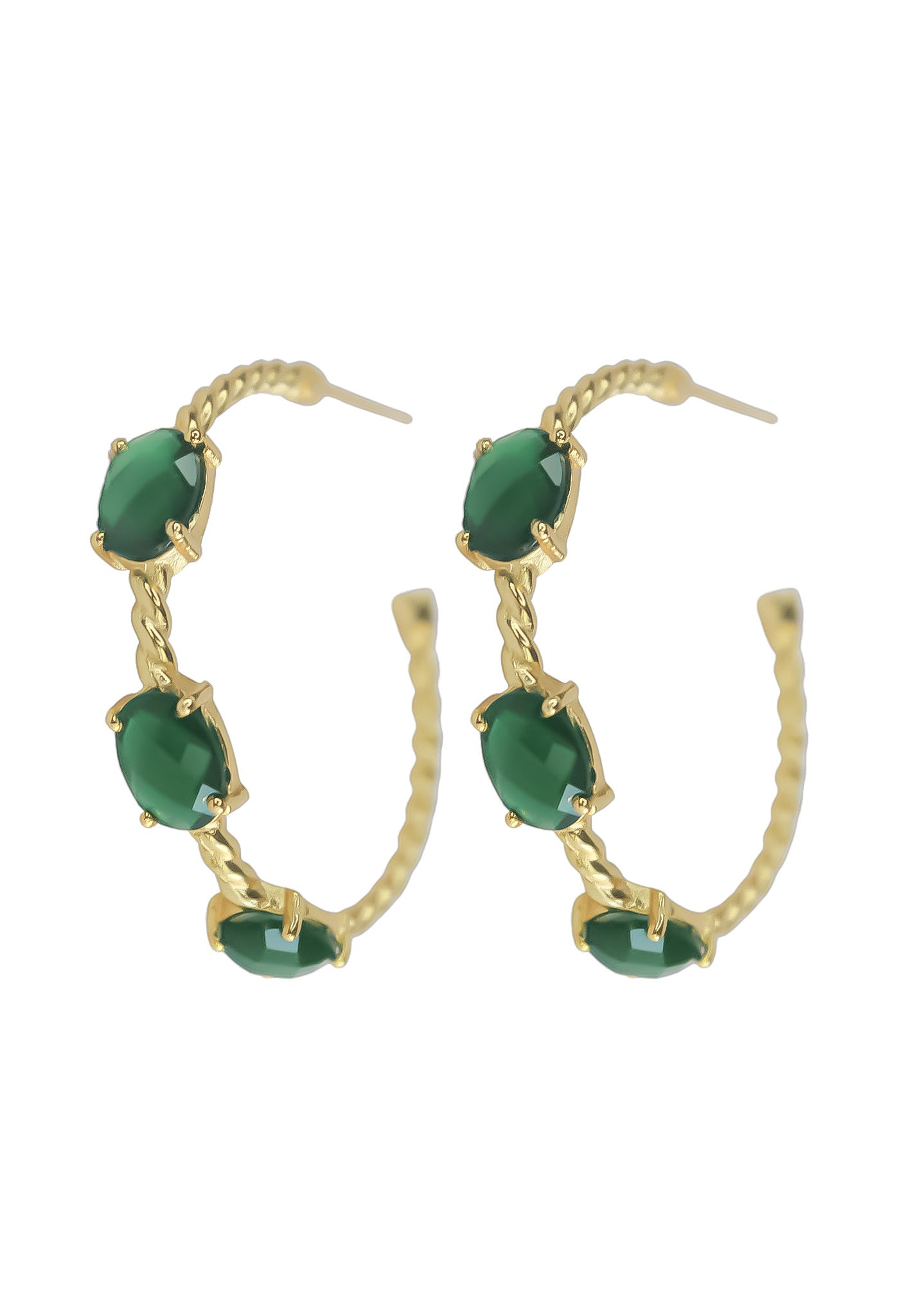 Elegant Doha Earrings with 18K Gold-Plating and Stones