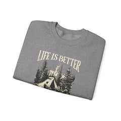 Sudadera unisex con cuello redondo y mezcla pesada Life is better - Corea - StyleMZ 