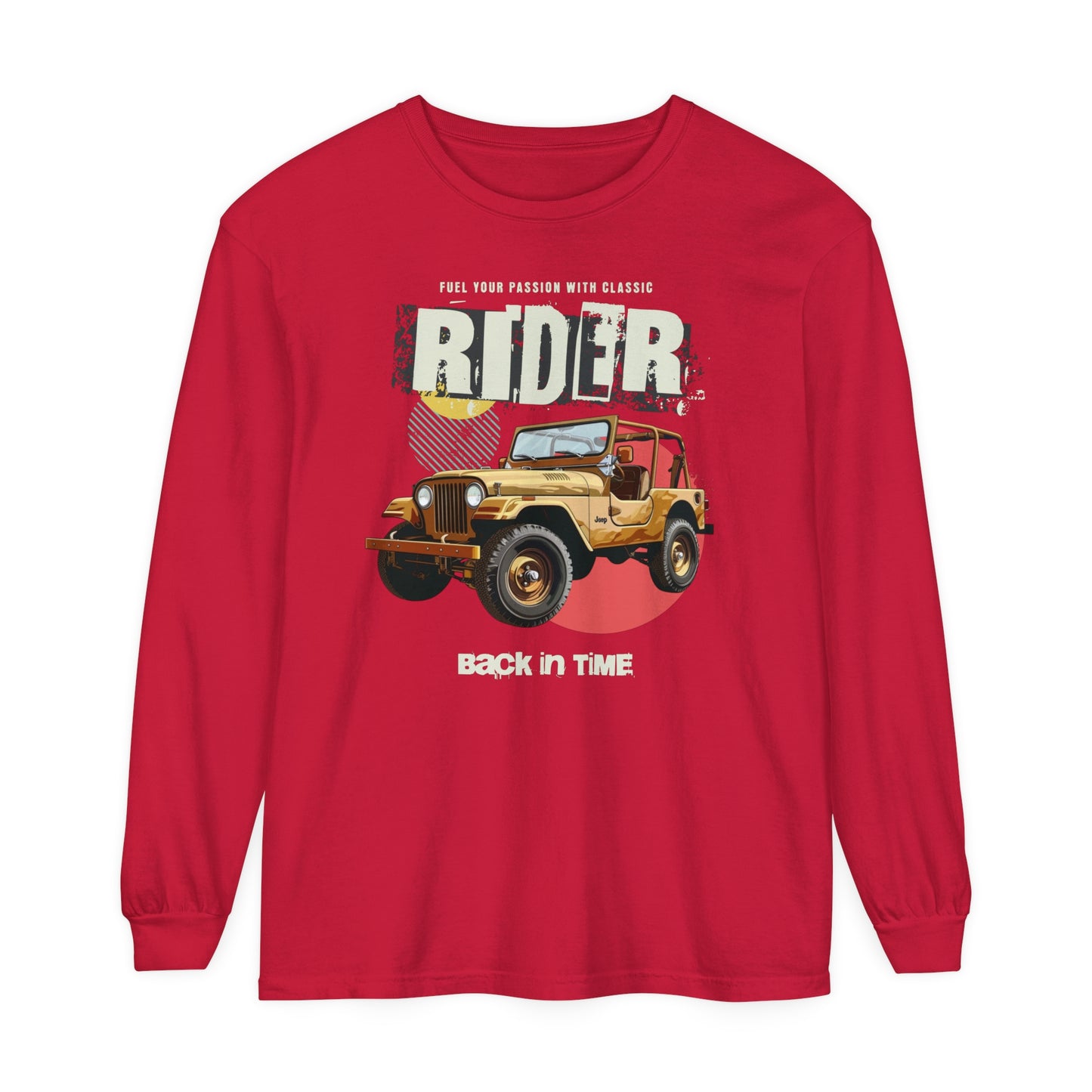 Korea -  Rider Back in Time Unisex Garment-dyed Long Sleeve T-Shirt  - StyleMZ