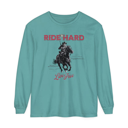 Ride hard Unisex Garment-dyed Long Sleeve T-Shirt - StyleMZ