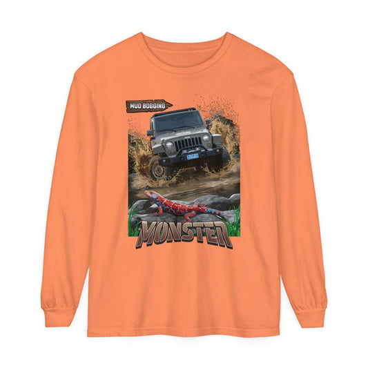 Korea -  Monster car Unisex Garment-dyed Long Sleeve T-Shirt  - StyleMZ