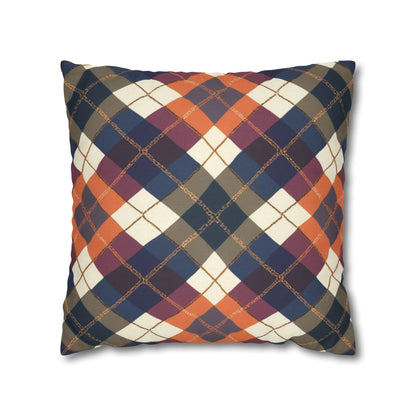 Warm Harvest Argyle Spun Polyester Square Pillowcase - StyleMZ