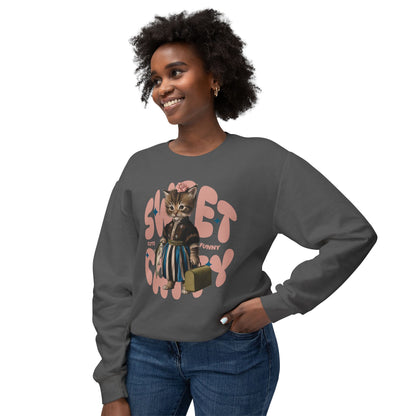 Korea -  Sweet Catty Unisex Lightweight Crewneck Sweatshirt  - StyleMZ