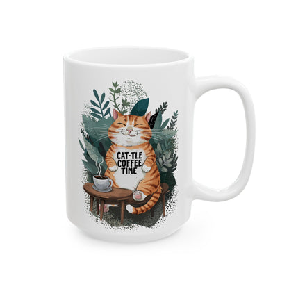 Cat-tle Coffee Time Ceramic Mug, (11oz, 15oz) - StyleMZ