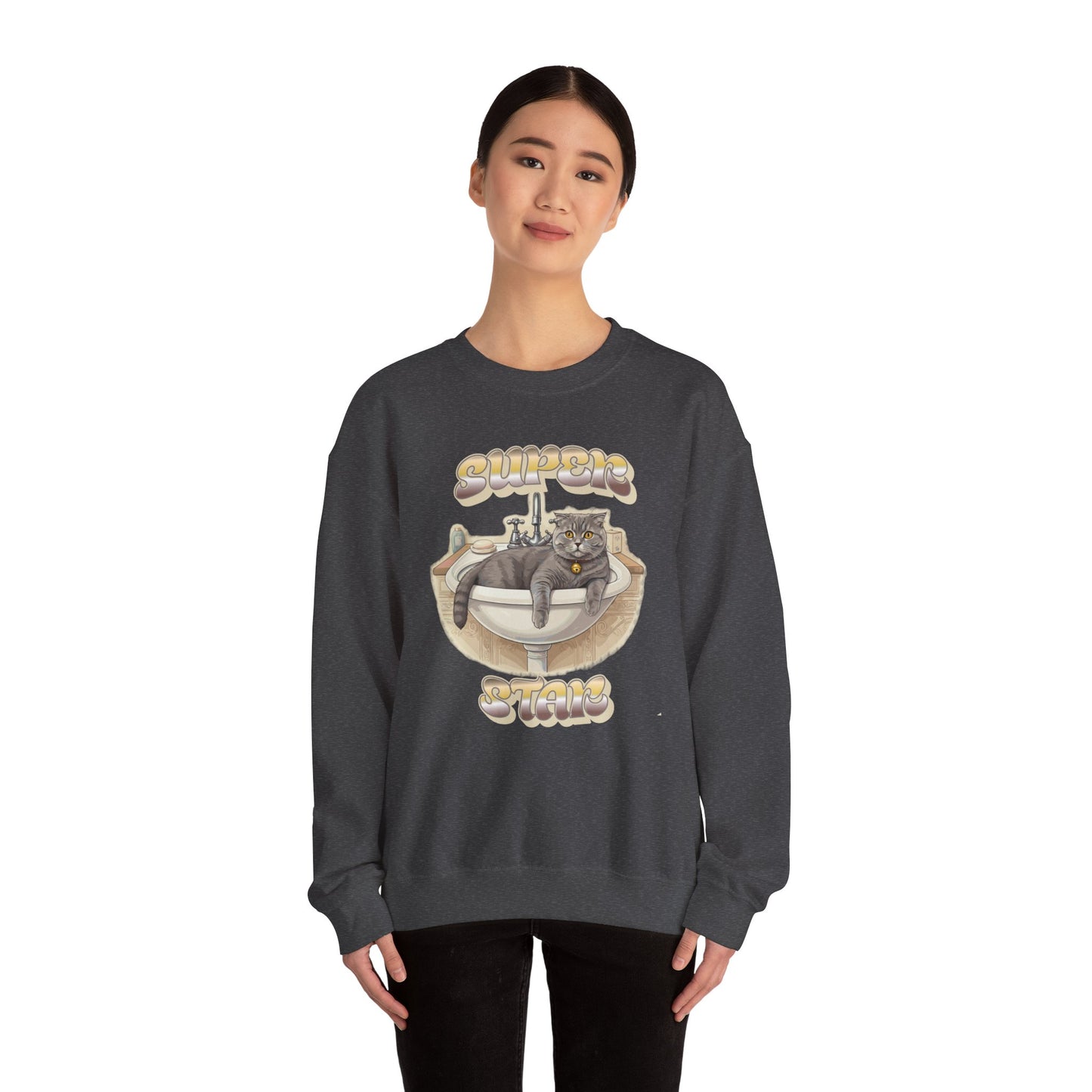 Star cat Unisex Heavy Blend™ Crewneck Sweatshirt - StyleMZ