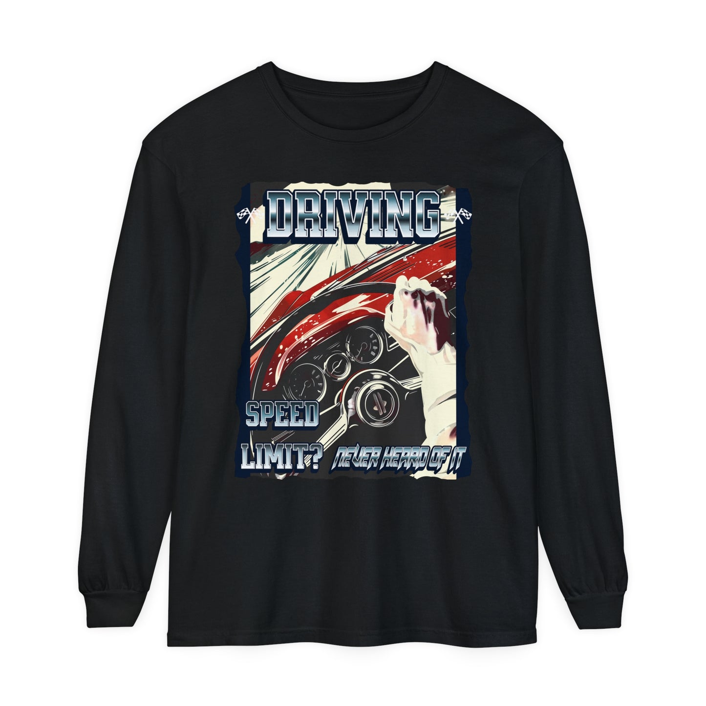 Korea -  Driving Unisex Garment-dyed Long Sleeve T-Shirt  - StyleMZ