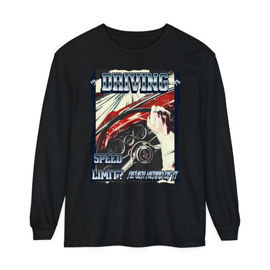 Korea - Driving Unisex Garment-dyed Long Sleeve T-Shirt - StyleMZ - Stylemz