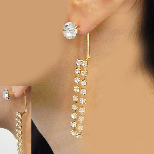 FRONT & BACK CRYSTAL POST EARRING - Stylemz