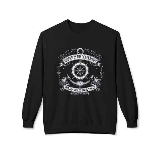 GUIDED BY THE OCEAN SPIRIT Unisex Midweight Softstyle Fleece Crewneck Sweatshirt - StyleMZ - Stylemz