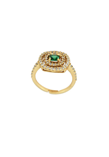 Elegant Golden Maldives Ring with Zirconia Stones