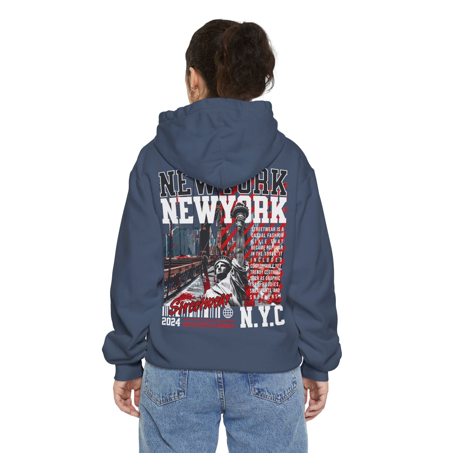 New York Streetwear Unisex Garment-Dyed Hoodie - StyleMZ