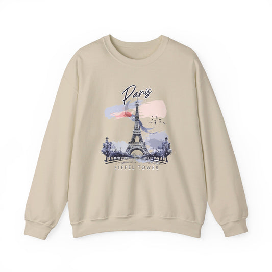 Corea - Sudadera unisex con cuello redondo y mezcla pesada de la Torre Eiffel - StyleMZ 