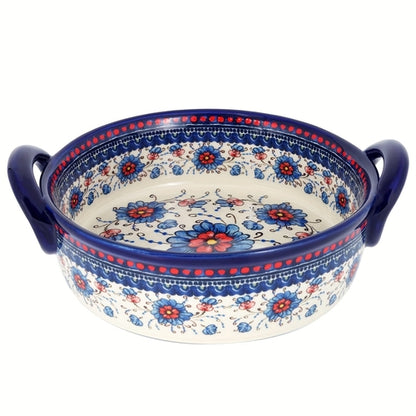 1 Quart Blue Floral Casserole Dish for Baking - Aesthetic & Durable