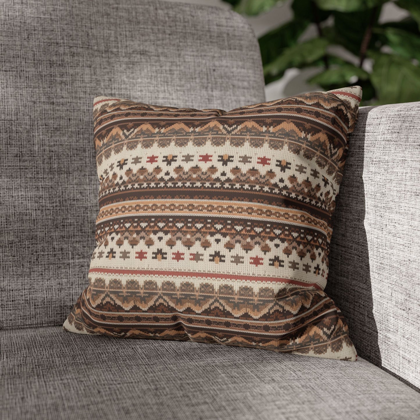 Warm Nordic Knit  Faux Suede Square Pillowcase - StyleMZ