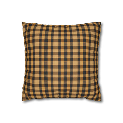 Yellow hue plaid Faux Suede Square Pillowcase  - StyleMZ