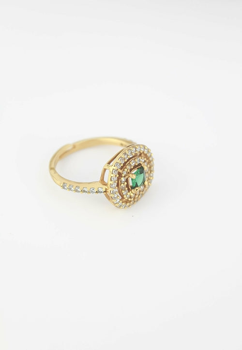 Elegant Golden Maldives Ring with Zirconia Stones