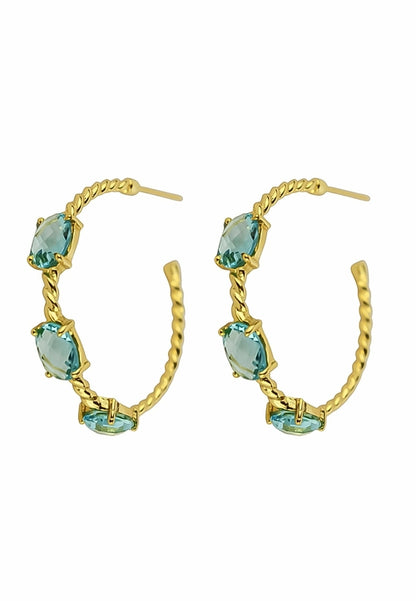 Elegant Doha Earrings with 18K Gold-Plating and Stones