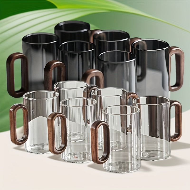 Ecofriendly Glass Mug Set with Dark Walnut Handle - Stylemz