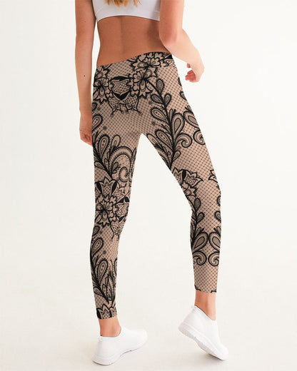 Black & Nude Lace Women's Yoga Pants for Active Comfort