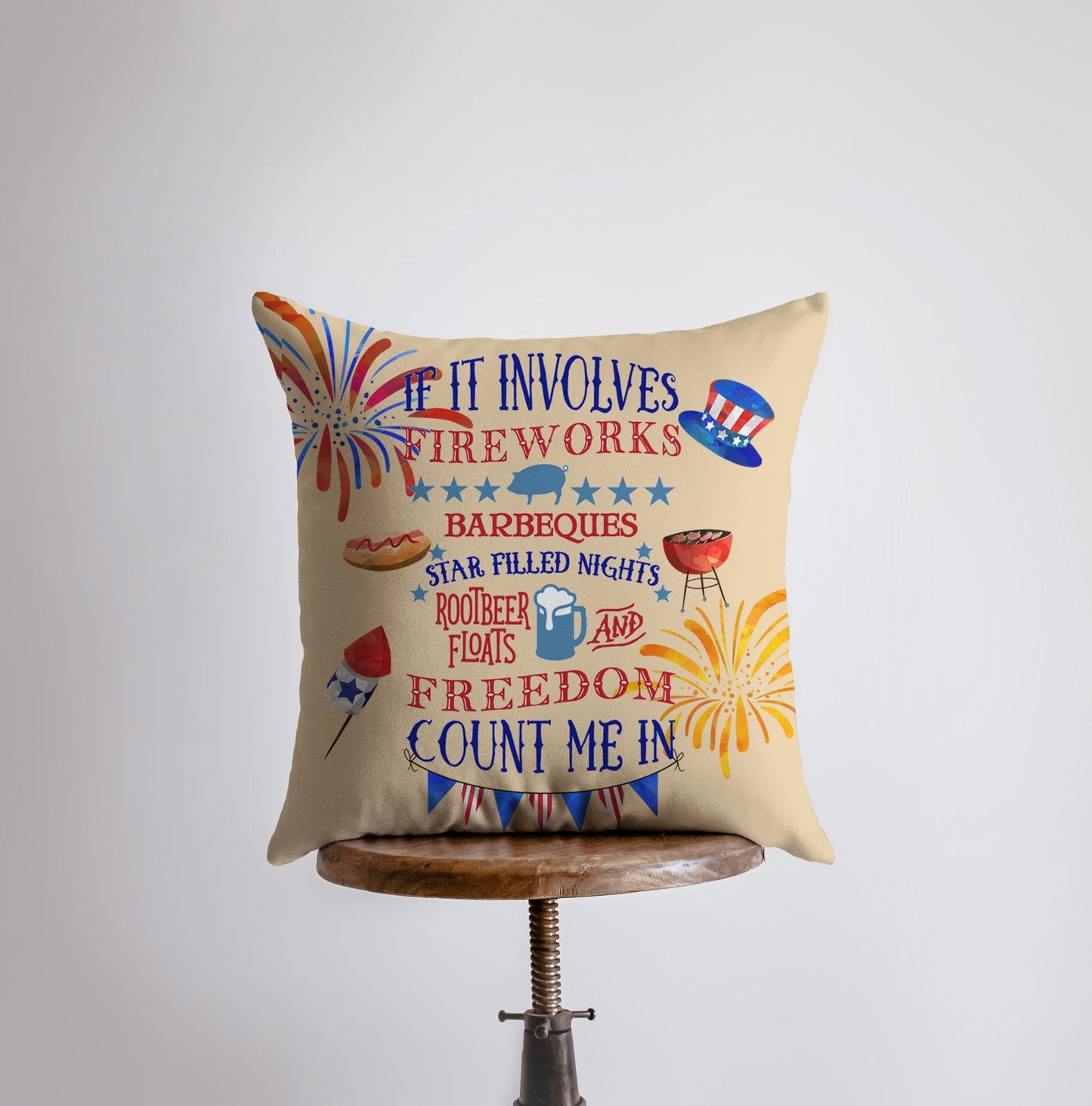 Fourth of July | Pillow Cover | Memorial Gift | Throw Pillow | Home