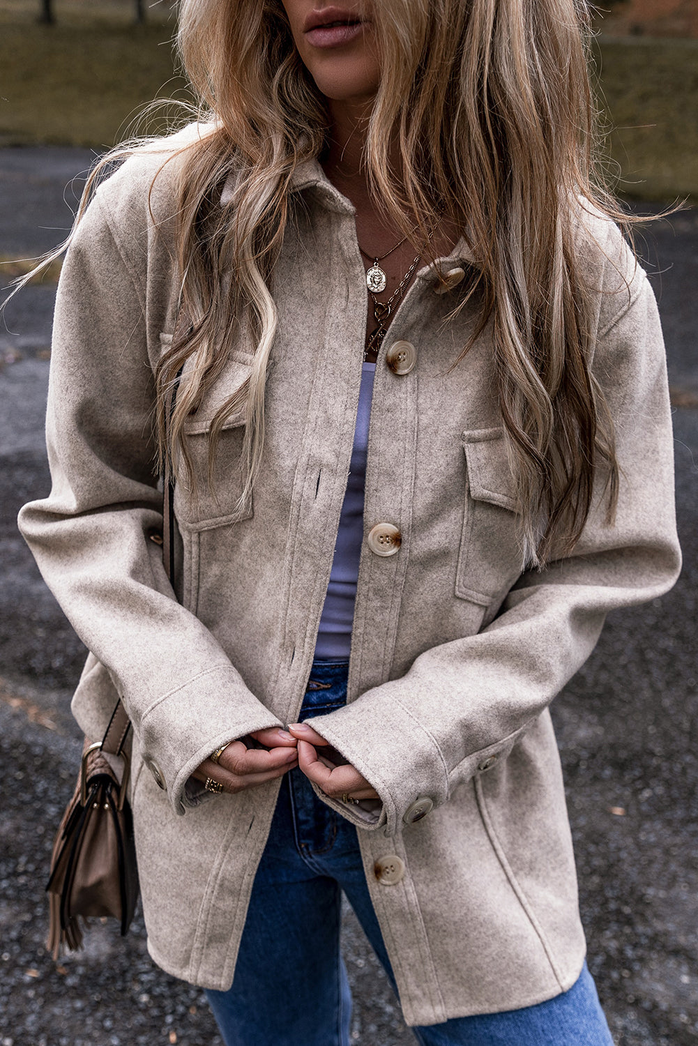 Sadie Flap Pockets Buttoned Shacket for Effortless Style