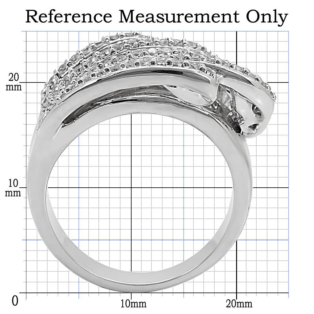 1W018 Rhodium Brass Ring with Clear AAA Grade CZ