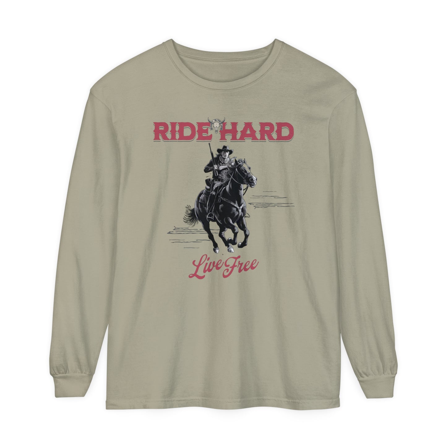 Ride hard Unisex Garment-dyed Long Sleeve T-Shirt - StyleMZ