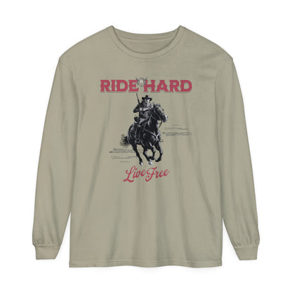 Ride hard Unisex Garment-dyed Long Sleeve T-Shirt - StyleMZ