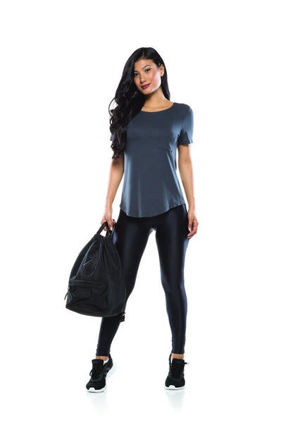 Navy Karen High Waisted Shiny Leggings for Stylish Comfort