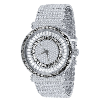 Foxy CZ Iced Out Watch 5110347 with Rhodium Coating