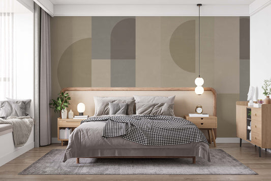 Geometric Wallpaper Mural in Earthy Hues for Easy Decor