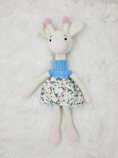 Crochet Giraffe Stuff Animal Toy Large Girl Doll in Dress, Amigurimi - Stylemz