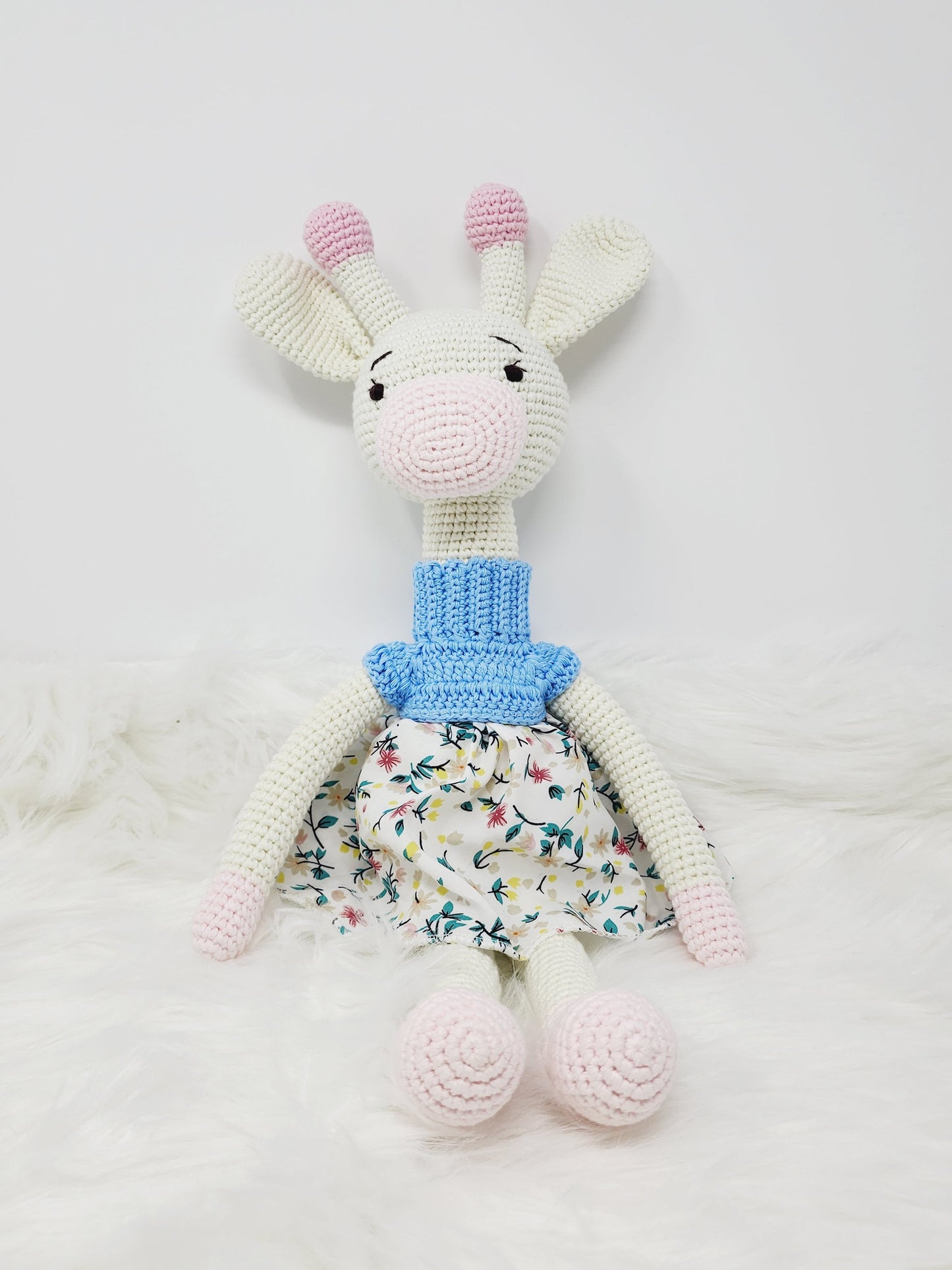 Crochet Giraffe Stuff Animal Toy Large Girl Doll in Dress, Amigurimi - Stylemz