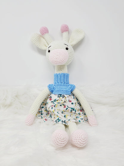 Crochet Giraffe Stuff Animal Toy Large Girl Doll in Dress, Amigurimi - Stylemz