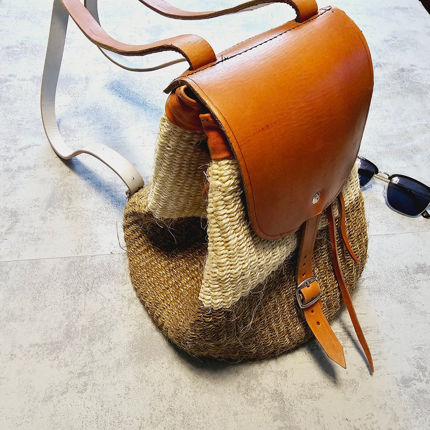 Handwoven Sisal Backpack, Unique African Kiondo Bag