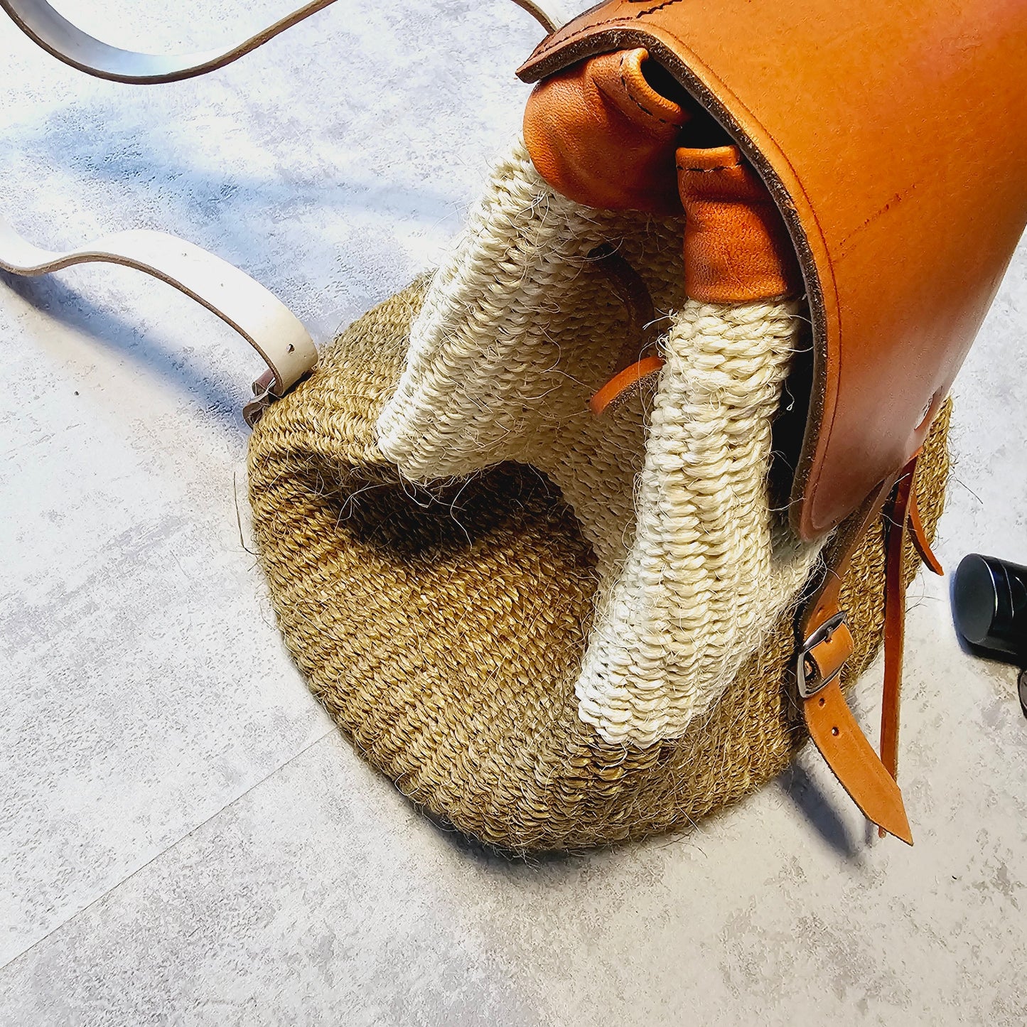 Handwoven Sisal Backpack, Unique African Kiondo Bag