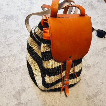 Handwoven Sisal Backpack, Unique African Kiondo Bag