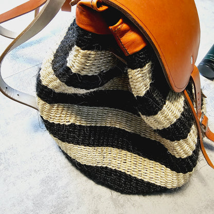 Handwoven Sisal Backpack, Unique African Kiondo Bag