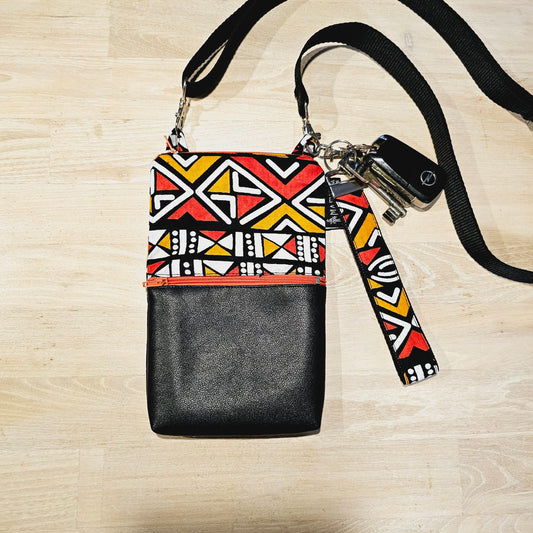 Handmade Phone Bag and Keyfob Set | African Ankara Fabric