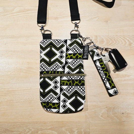 Handmade Phone Bag and Keyfob Set | African Ankara Fabric