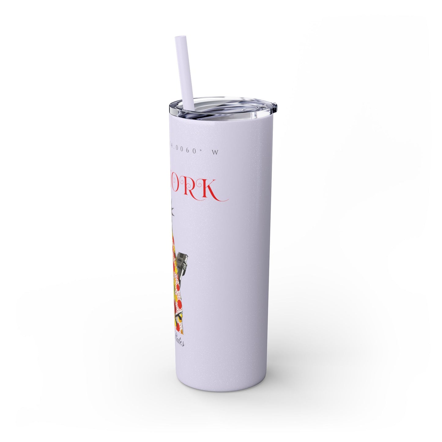 New York Glitter Skinny Tumbler with Straw, 20oz - StyleMZ