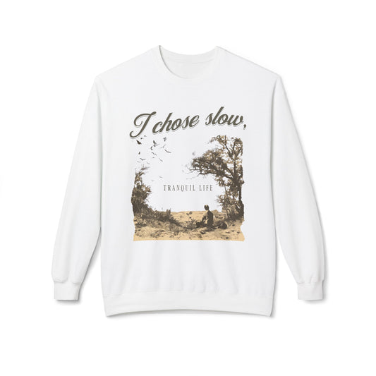 Korea - Slow tranquil life Unisex Midweight Softstyle Fleece Crewneck Sweatshirt - StyleMZ - Stylemz