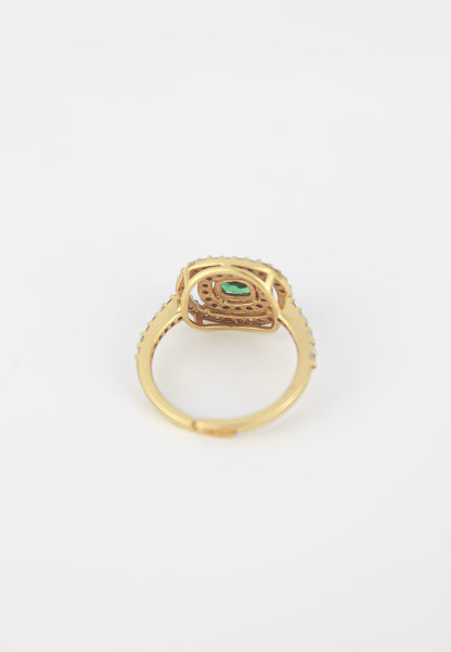 Elegant Golden Maldives Ring with Zirconia Stones