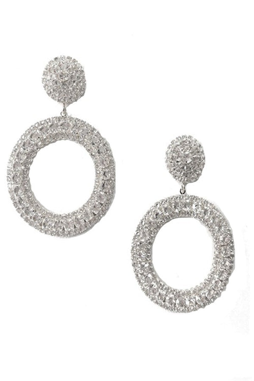 Full Crystal Open Ring Drop Earrings - Stylemz