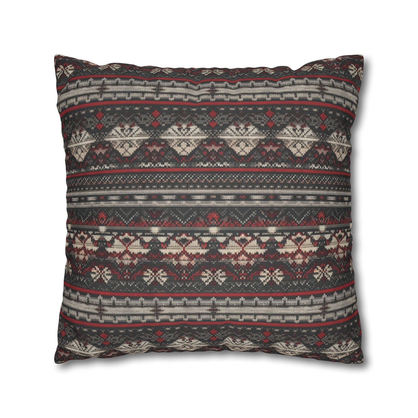 Nordic Knit Pattern Faux Suede Square Pillowcase - StyleMZ