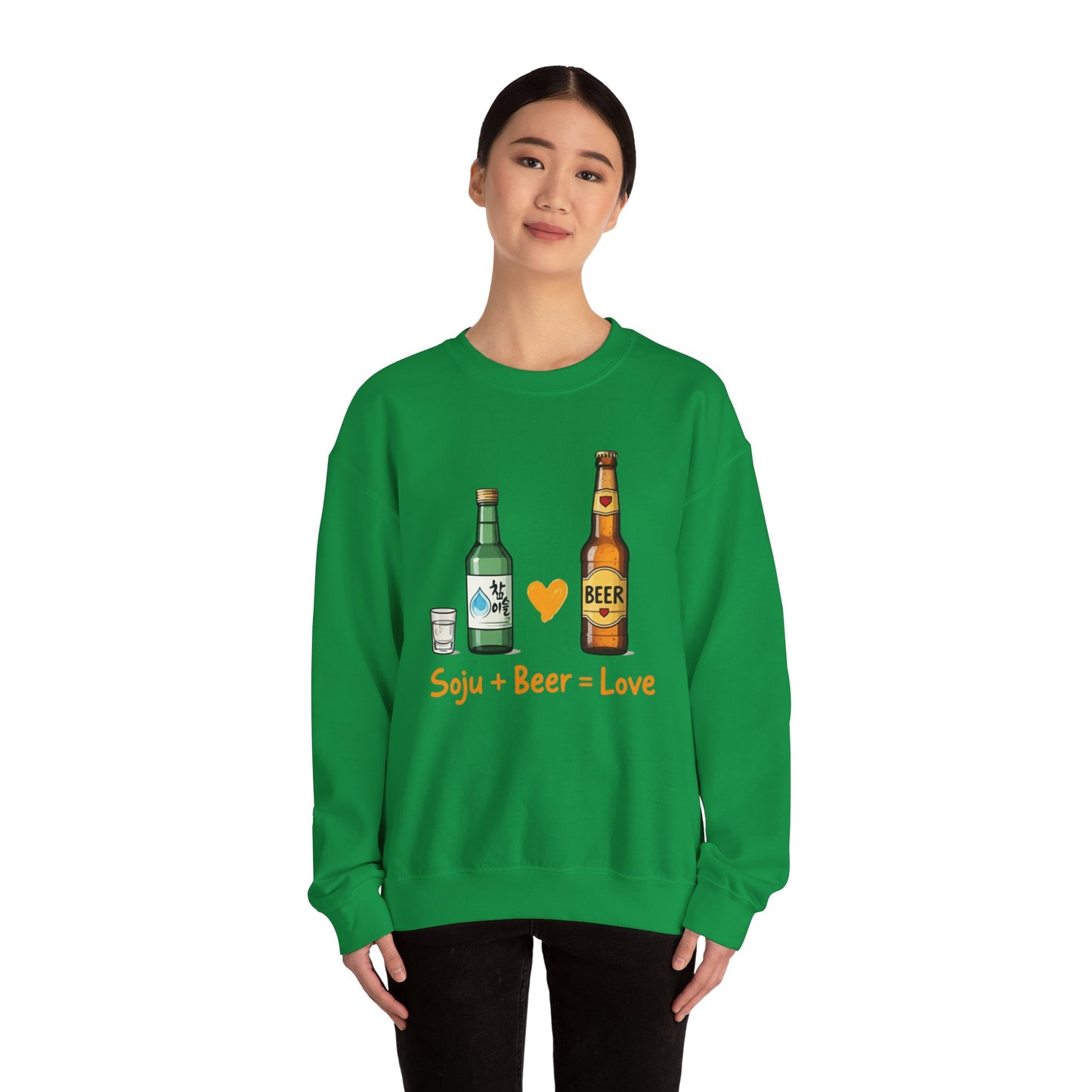 Soju + Beer = Love Unisex Heavy Blend™ Crewneck Sweatshirt - StyleMZ