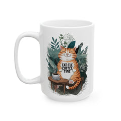 Taza de cerámica con diseño de gato y café de Corea (11 oz, 15 oz) - StyleMZ 